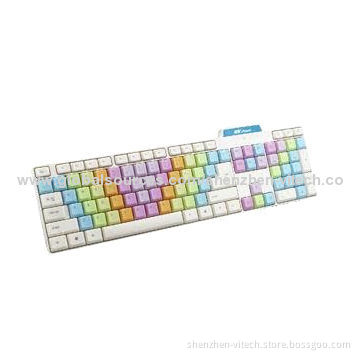 2.4GHz Wireless Keyboard with Colorful Keys, Supports Several Languages